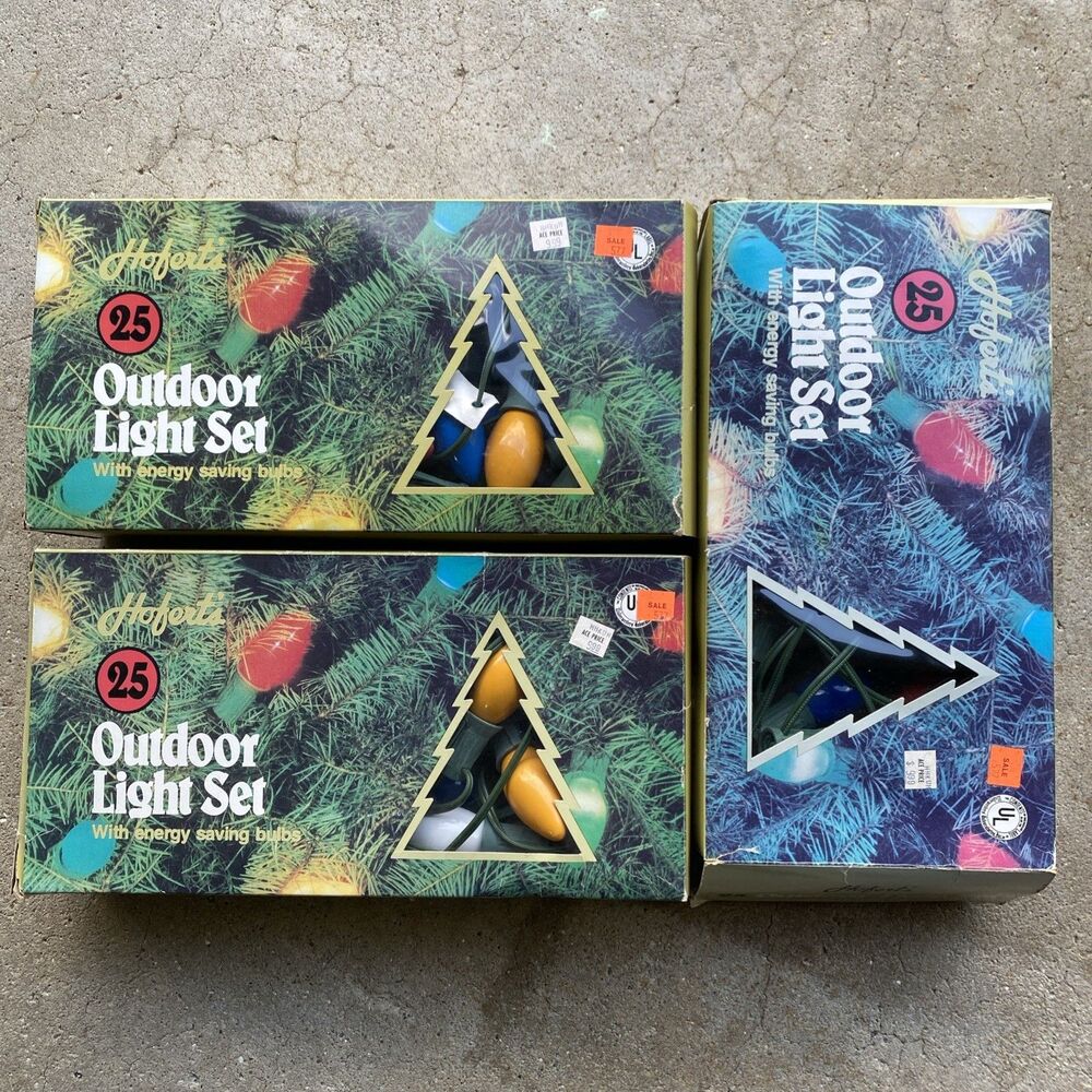 1990 Vintage Hofert's 25 Bulb C9 Christmas Outdoor Light Set Lot Of 3 Working